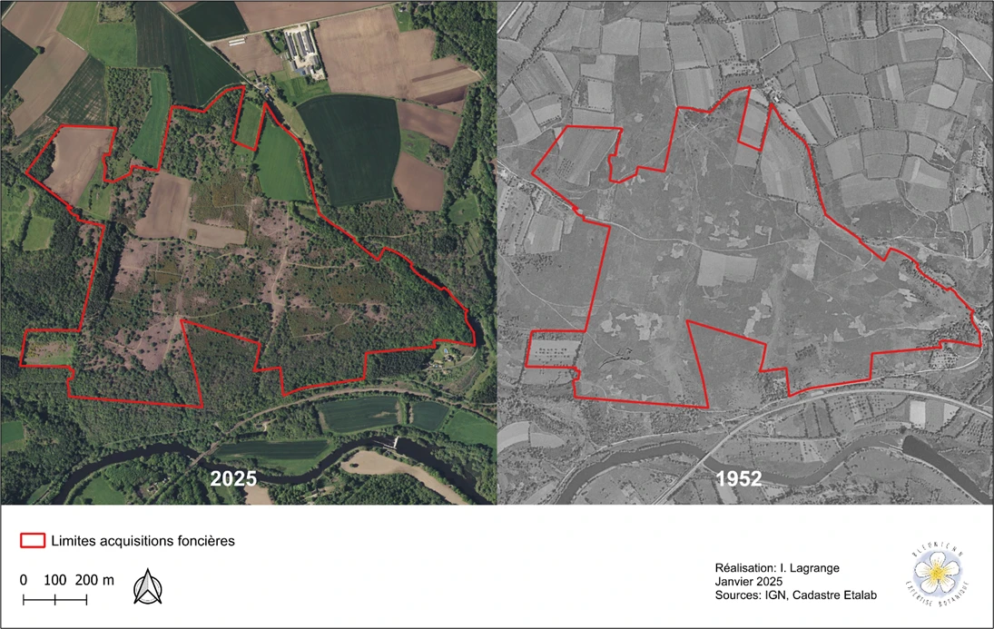 Landes du Crano en 2025 et en 1952 Landes du Crano en 2025 et en 1952